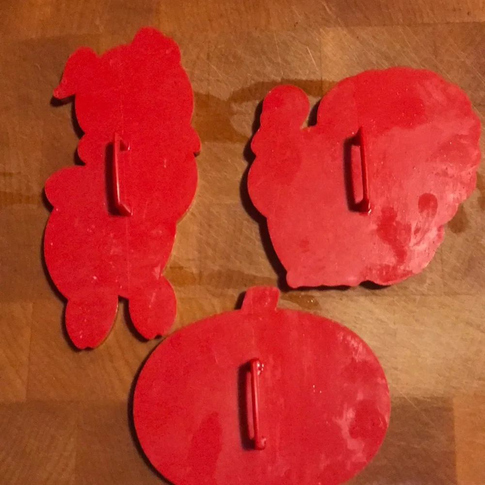 Red Vintage Sugar Cookie Cutters with Handles Set of 3 Pig Turkey Jack-o-Lantern